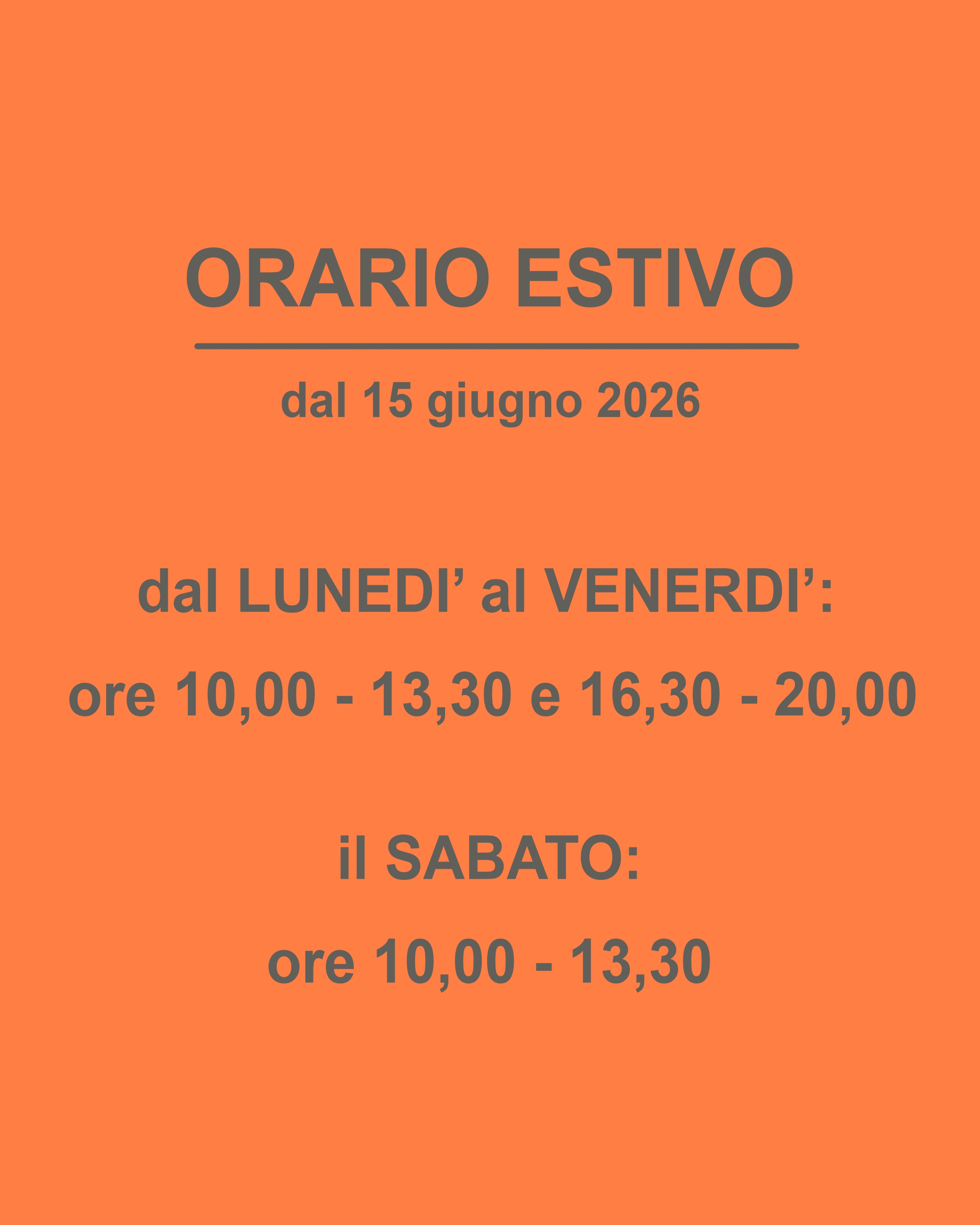 Orario estivo 2026